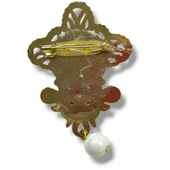 2 Goldtone Brooch Pins Cuckoo Clock 1.6" Lightweight 2.5" - Picture 3 of 6